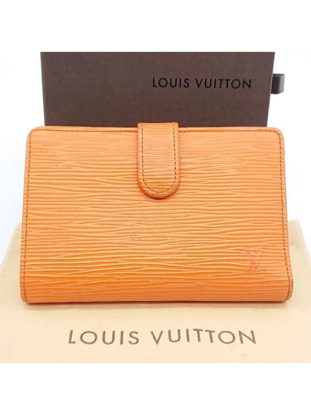 Louis Vuitton Portefeuille Viennois Folded Wallet Kiss Lock Epi Orange